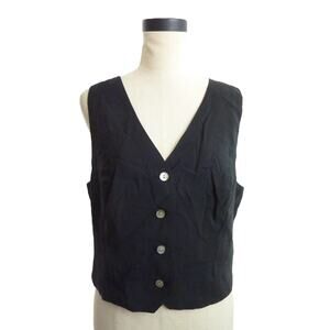 Madewell Dressy Black Vest in Softdrape Crop Top